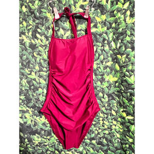 NWT Tempt Me Women One Piece Tummy Control Swimsuit - Medium Deep Red